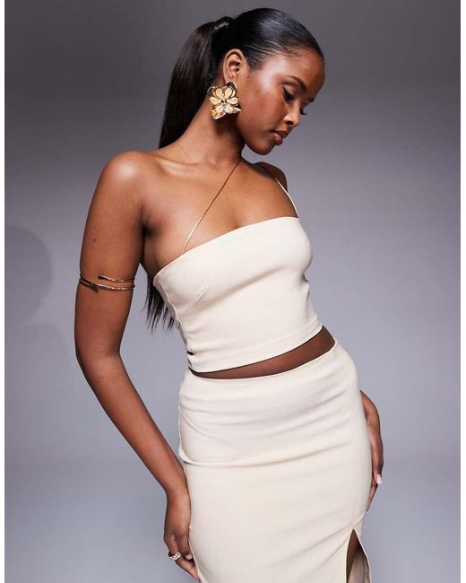 Vesper Gray Strappy Crop Top With Straight Neckline