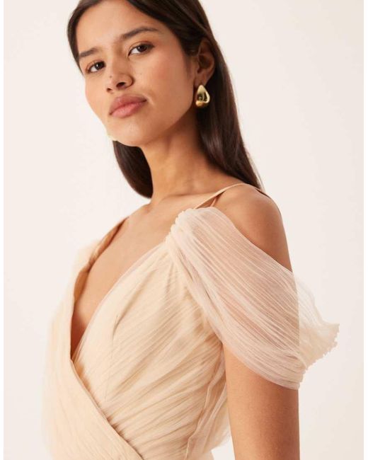 True Decadence Natural Pleated Petal Midi Dress
