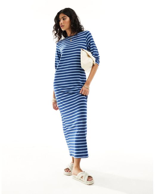ASOS Blue Long Sleeve Maxi T-shirt Dress
