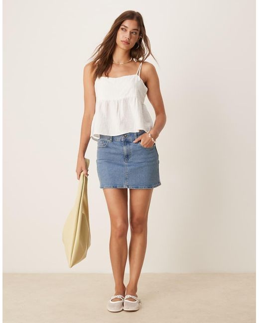 Mango Blue Cotton Babydoll Cami Top