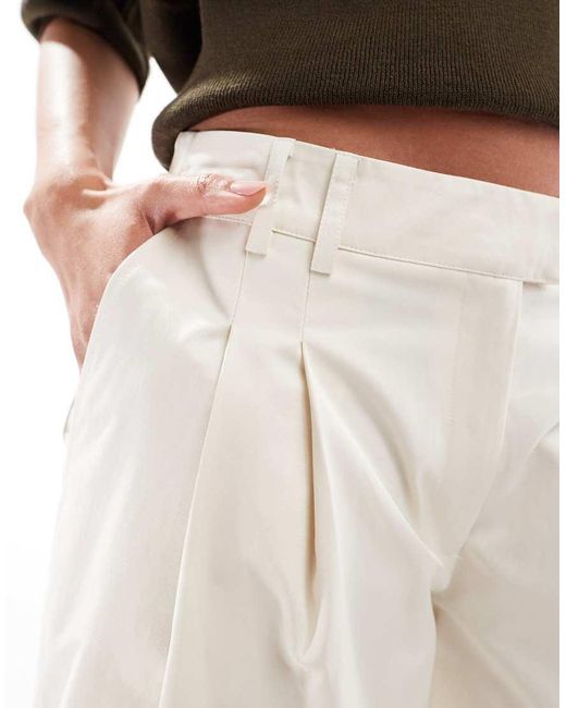 ASOS White Clean Cotton Cropped Wide Leg Trousers With Seam Detail