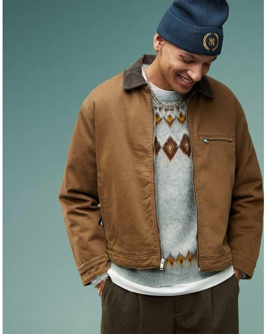 Giacca Taglio Corto Slavato Con Zip Sul Davanti di Abercrombie & Fitch in Brown da Uomo