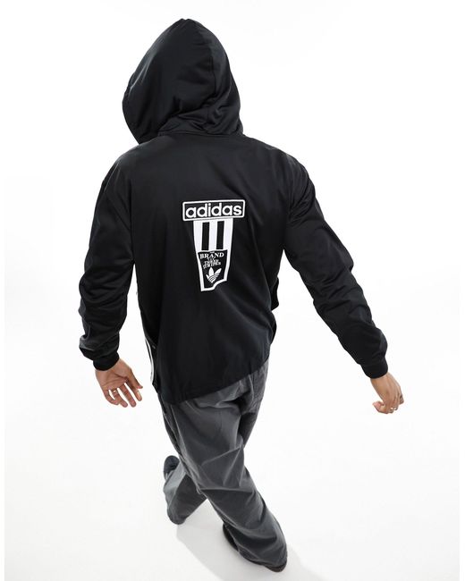 Adidas Originals Black Adibreak Full Zip Logo Hoodie for men