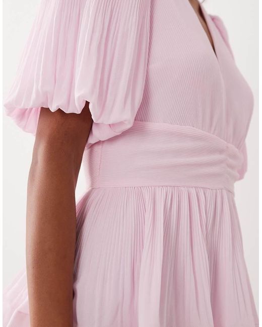 Y.A.S Pink Plisse Tiered Maxi Dress