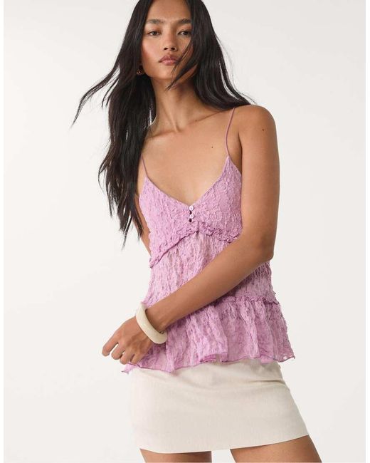 Stradivarius Pink Blonde Lace Top With Straps