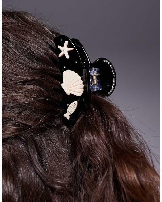 South Beach Brown Aquatic Embellished Hair Claw Clip