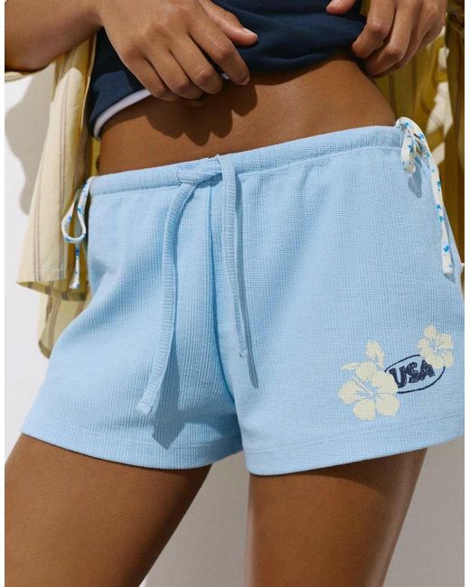 Pull&Bear Blue Floral Textured Shorts