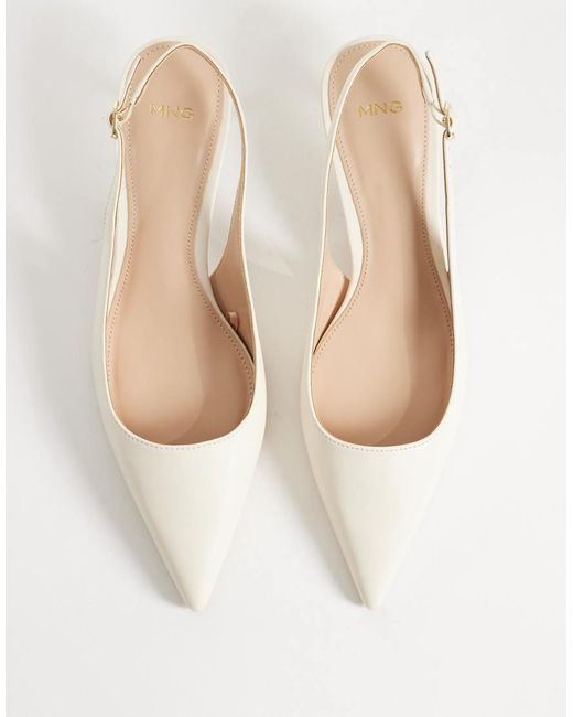 Mango White Slingback Kitten Pumps