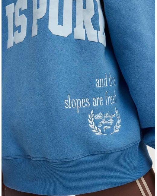 Cotton On Blue Plush Premium Graphic Hoodie