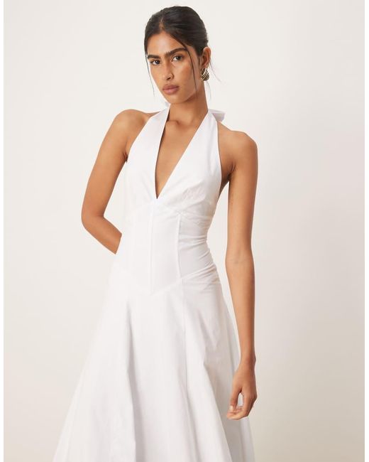 Vestito Lungo Stile Corsetto Allacciato Al Collo E Con Scollo Profondo di SNDY'S in Natural