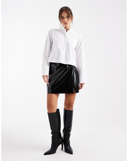 Vero Moda White Vinyl Pu Mini Skirt With Notch Detail