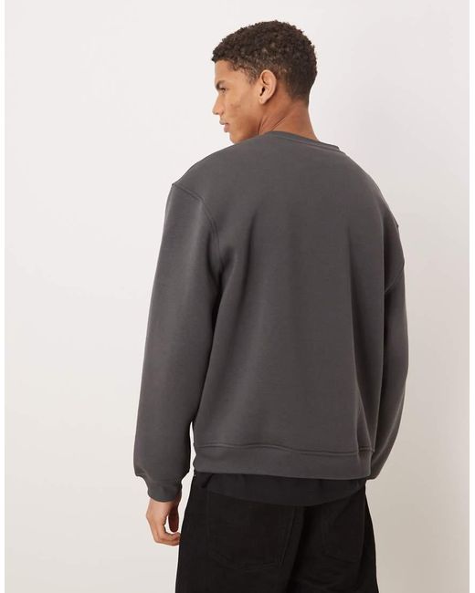 ASOS Gray Relaxed Sweatshirt With Check Print for men