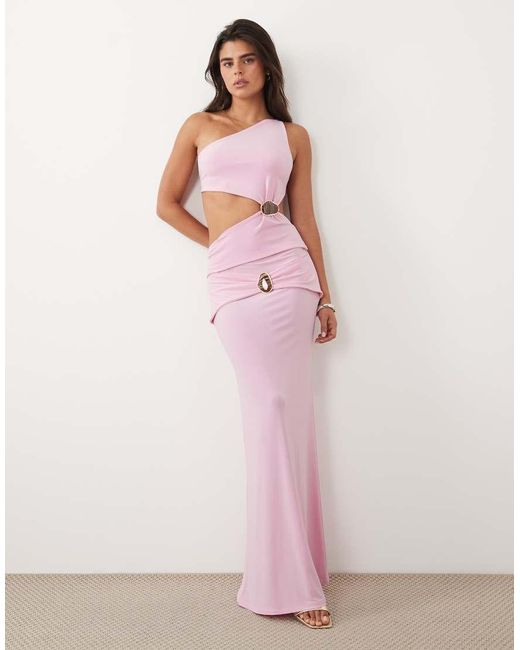 ASOS Pink Co-ord One Shoulder Top With Hardware Cutout Detail