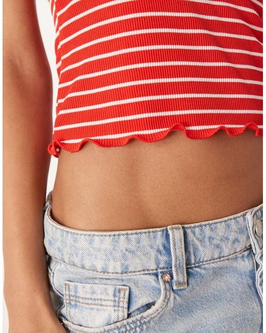 ASOS Red Rib Cami With Contrast Binding