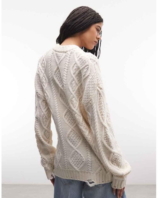 The Ragged Priest Gray Skull Cable Knit Jumper