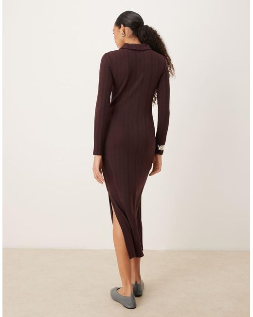 Jdy Natural Knitted Polo Midi Dress