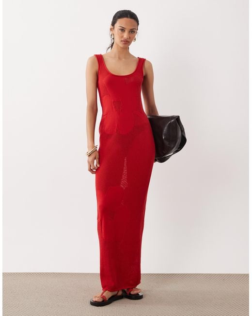 asos red floral maxi dress Reclaimed Vintage Limited Edition maxi dress with tie detail open back in red floral print