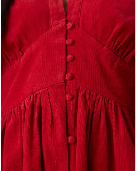 Starlight - robe courte en velours côtelé à manches longues Nobody's Child en coloris Red