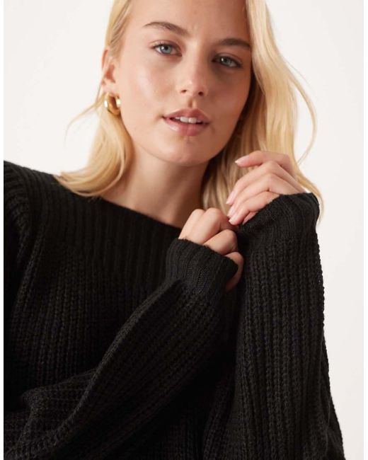 JDY Tall Black Wide Neck Knitted Mini Jumper Dress