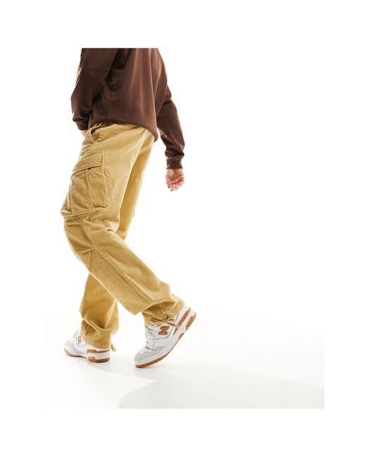 Pantalon cargo droit en velours côtelé à logo imprimé - beige Karlkani pour homme en coloris Natural