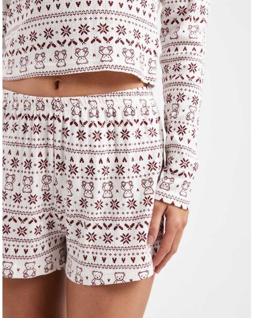 New Look White Bear Pointelle Pyjamas
