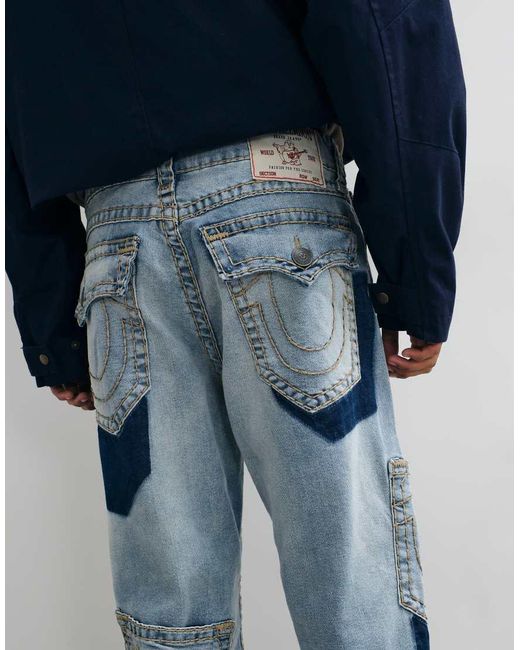 True Religion Blue Loose Fit Bobby Super T Flap Pocket Jeans for men