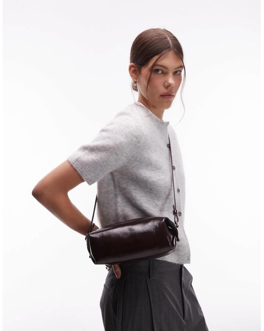 ARKET Gray Small Soft Leather Sqaure Cross Body Bag