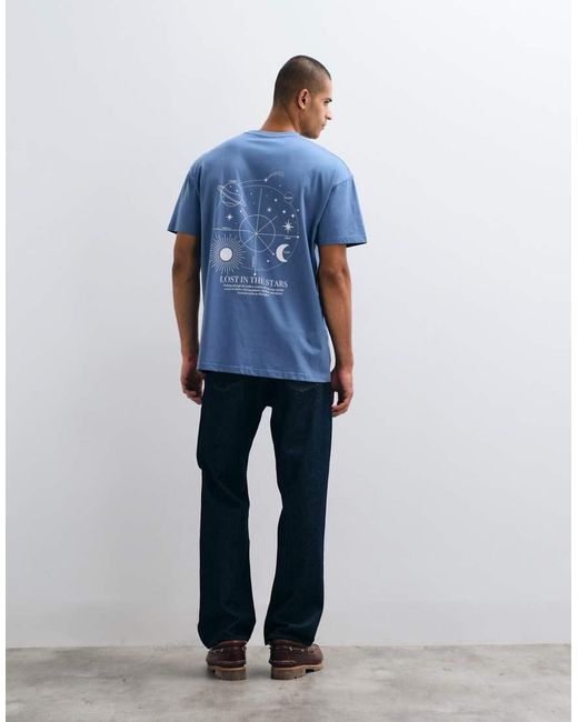 Threadbare Blue Stars Back Print Oversized T-shirt for men