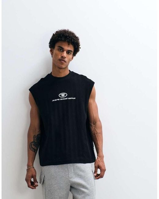 Aape By A Bathing Ape Blue Aape By A Bathing Ape Loose Fit Sleeveless Tank Top for men
