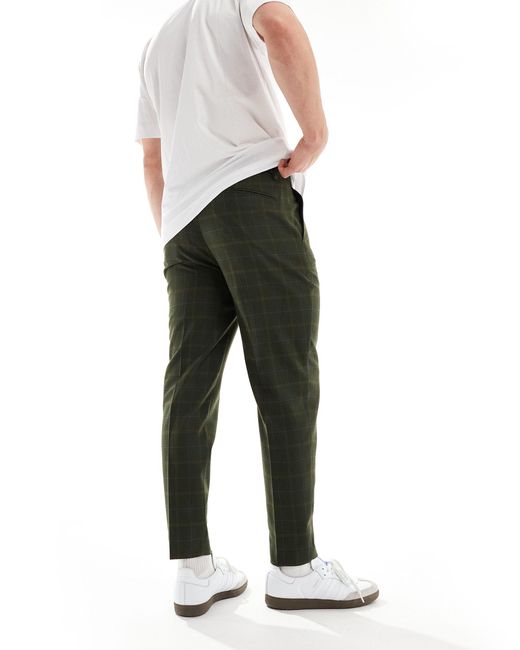 ASOS White Smart Tapered Fit Check Trousers for men