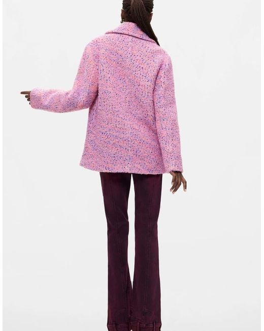 Desigual Pink Short Coat With Wool