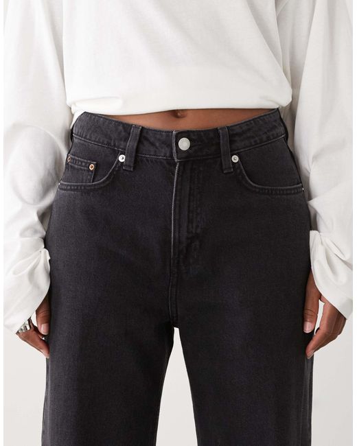 Missy - jean baggy à taille basse - délavé Weekday en coloris White