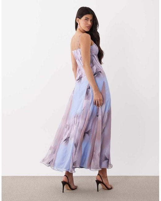 ASOS Pink Chiffon Strappy Maxi Dress With Deep Godets