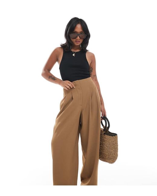 Miss Selfridge Brown Tailored Barrel Leg Trouser