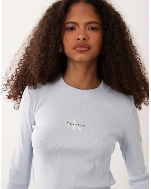 Calvin Klein Blue Monologo Long Sleeve Top