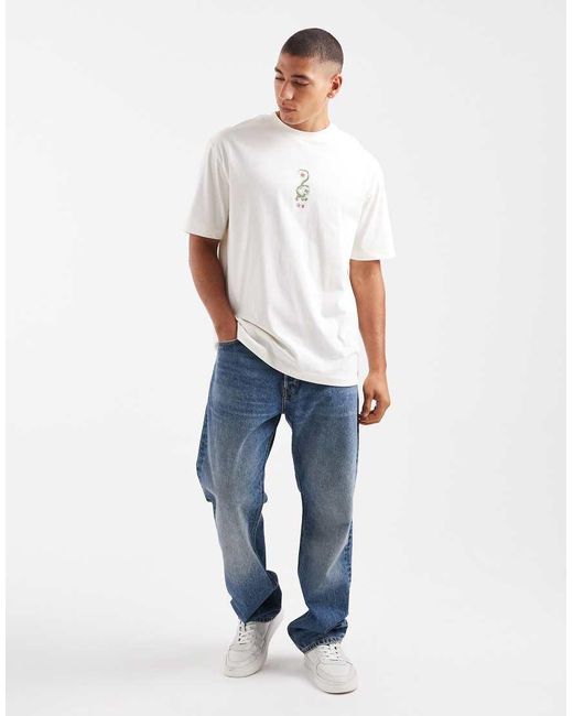 ASOS White Relaxed T-shirt With Dragon Spine Graphic for men