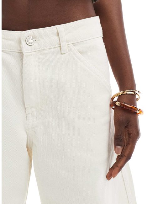 Pull&Bear White – longline-shorts aus denim