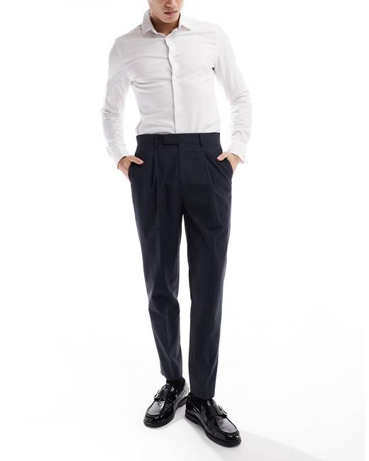 Pantaloni Eleganti Affusolati Antracite Con Pieghe Sul Davanti di ASOS in Black da Uomo