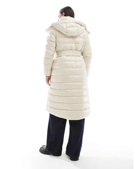 Abrigo Color Crema Acolchado Con Cinturón Aisha De -Blanco Barbour de color White