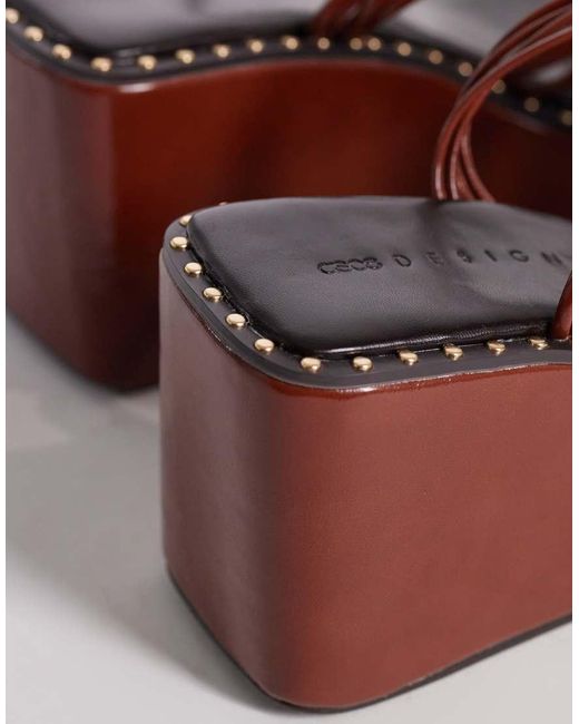 ASOS Brown Thalia Barely There Toe Thong Wedges