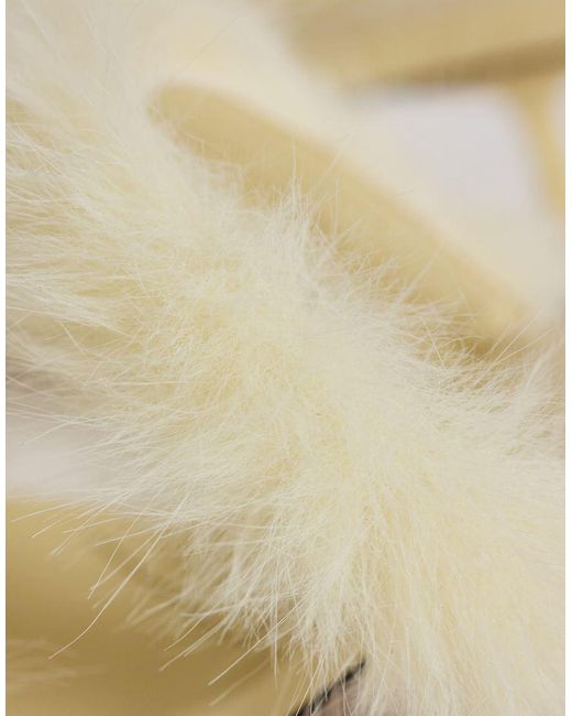 ASOS Natural Hercules Faux Fur Minimal Mid Heeled Mules