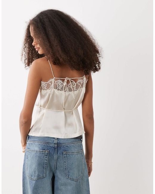 ASOS White Lace Button Front Cami