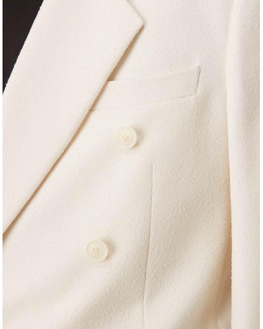 Giacca Da Abito Taglio Lungo Doppiopetto Comoda Color Crema Testurizzata di ASOS in Natural da Uomo