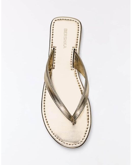 Bershka White Flat Thong Sandals