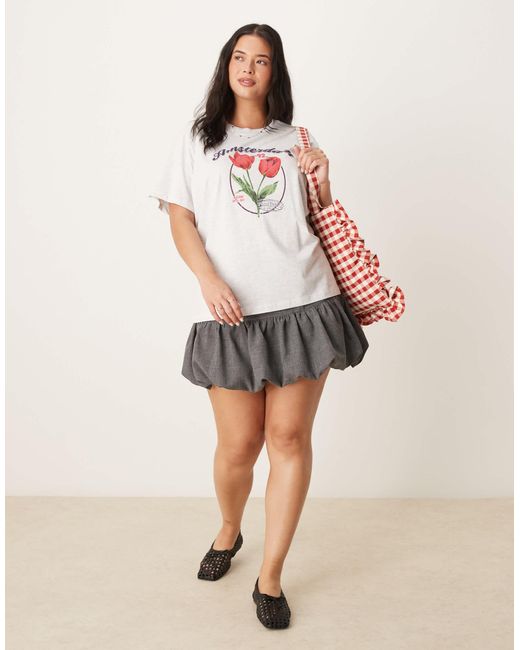 ASOS White Asos Design Curve Regular Fit T-shirt With Amsterdam Tulip Graphic