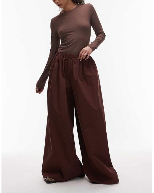 ASOS Red Cotton Nylon Super Wide Leg Trousers