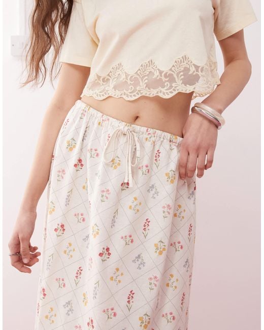Miss Selfridge Pink Linen Midi Slip Skirt