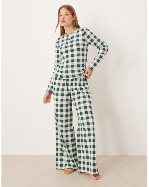 ASOS Green Mix & Match Pajama Henley Tee