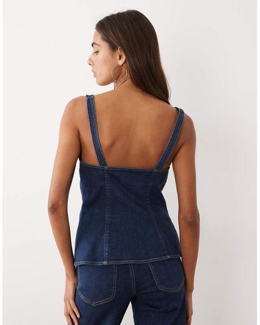 GOOD AMERICAN Blue Denim Sleeveless Button Front Top Co-ord