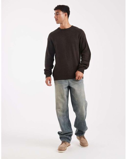 JJ Rebel Oversized Trui Met Textuur in het Black voor heren